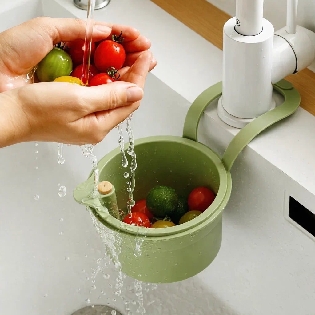 Sink Drip Basket Two-Part Filter One-Click Emptying