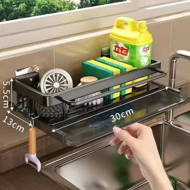 Sink Rack Self-Draining Tool-Free Clamp Rust-Resistant Aluminum