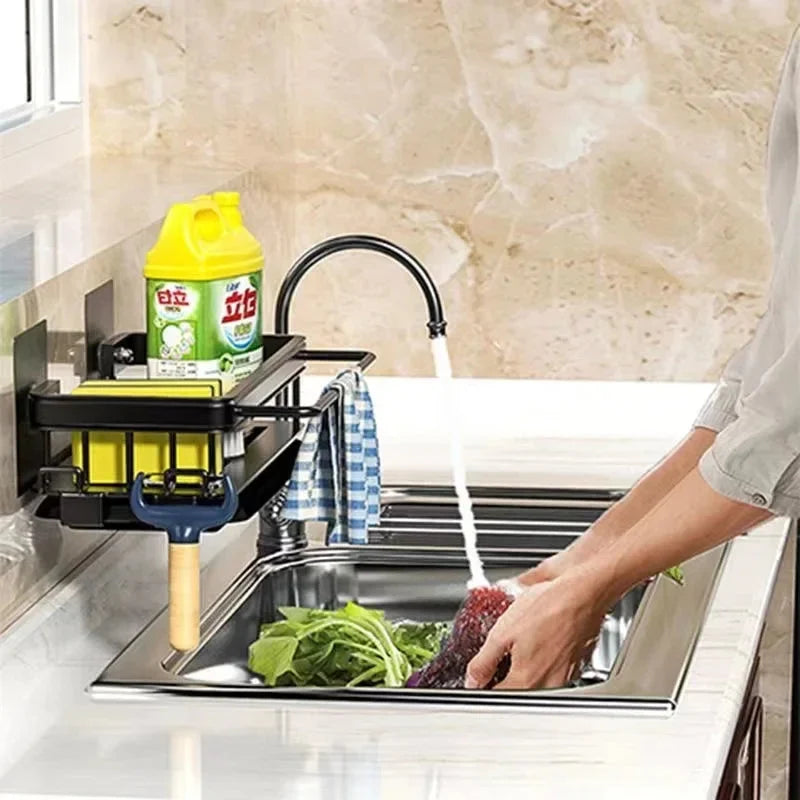 Sink Rack Self-Draining Tool-Free Clamp Rust-Resistant Aluminum