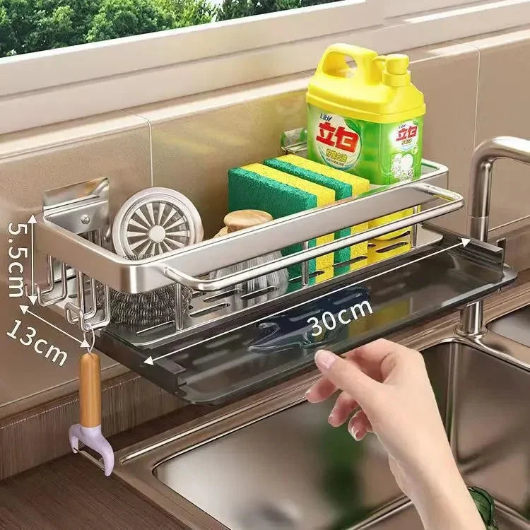 Sink Rack Self-Draining Tool-Free Clamp Rust-Resistant Aluminum