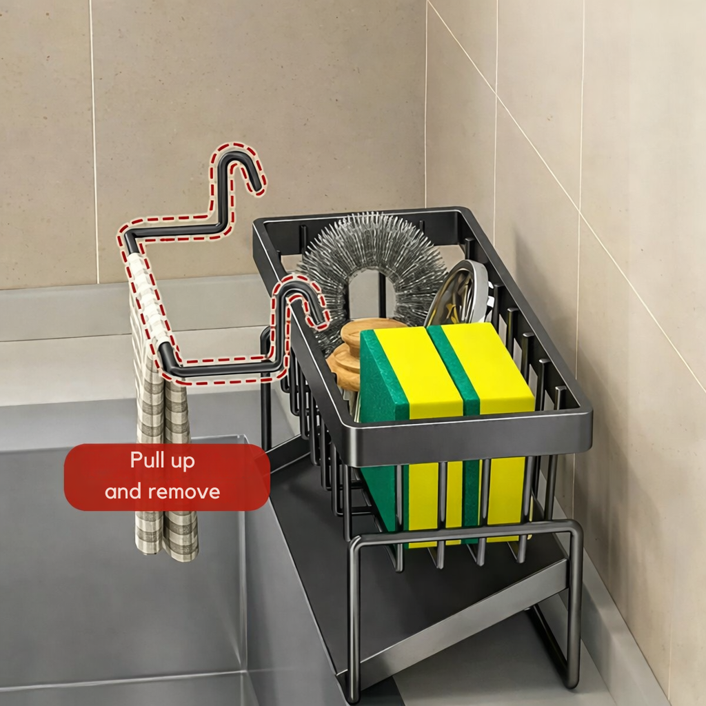 Sink Rack Stainless Steel Drip Tray & Towel Holder