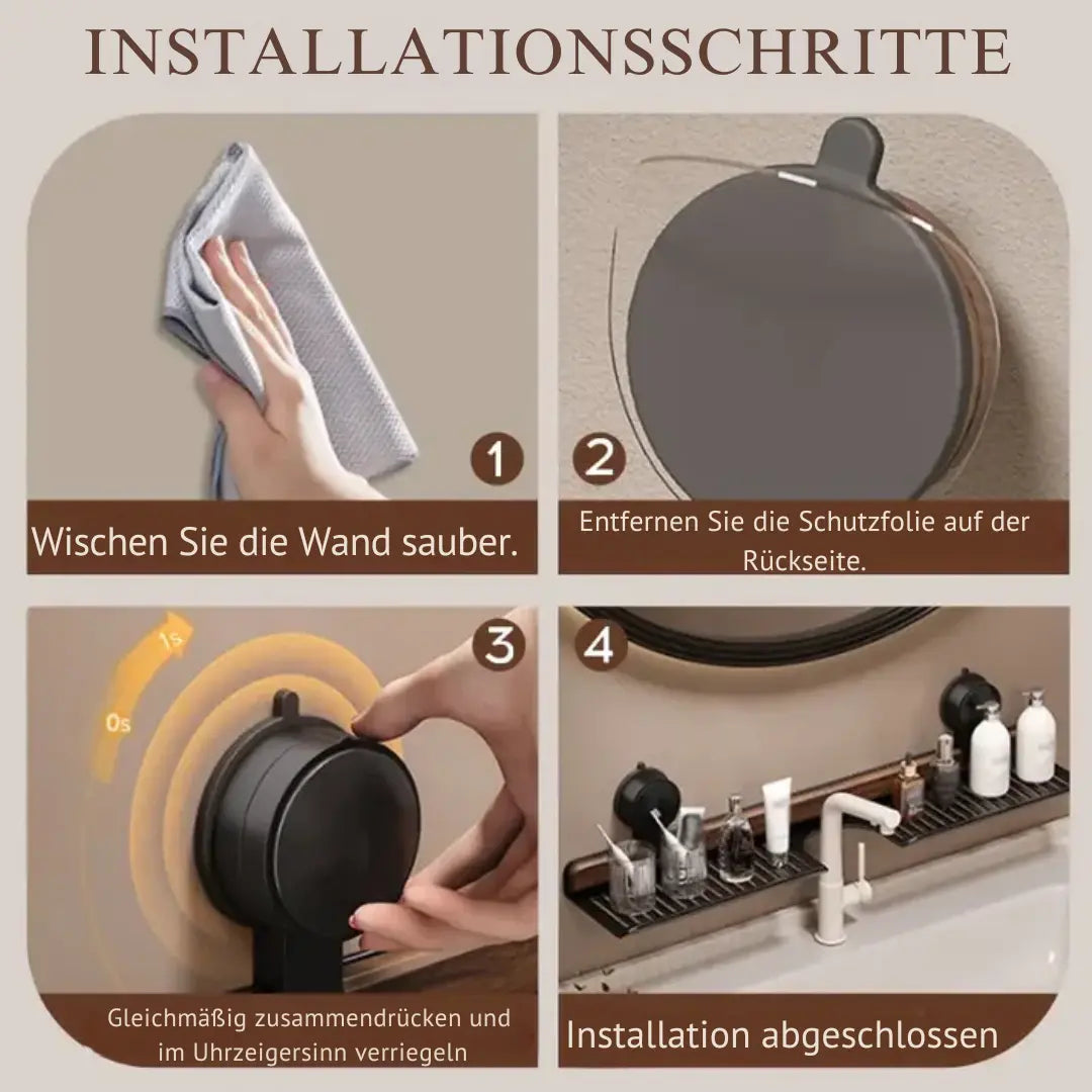 Sink Shelf Walnut Wood Suction Mount