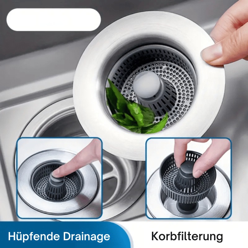 Sink Strainer Push Release Odor Trap Stainless Steel