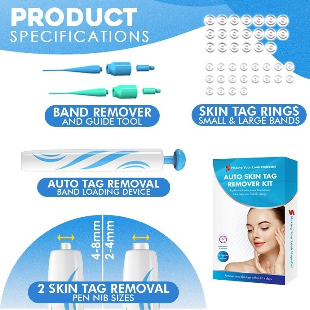 Skin Fibroma Removal Kit Non-Surgical Ligature Bands & One-Handed Applicator