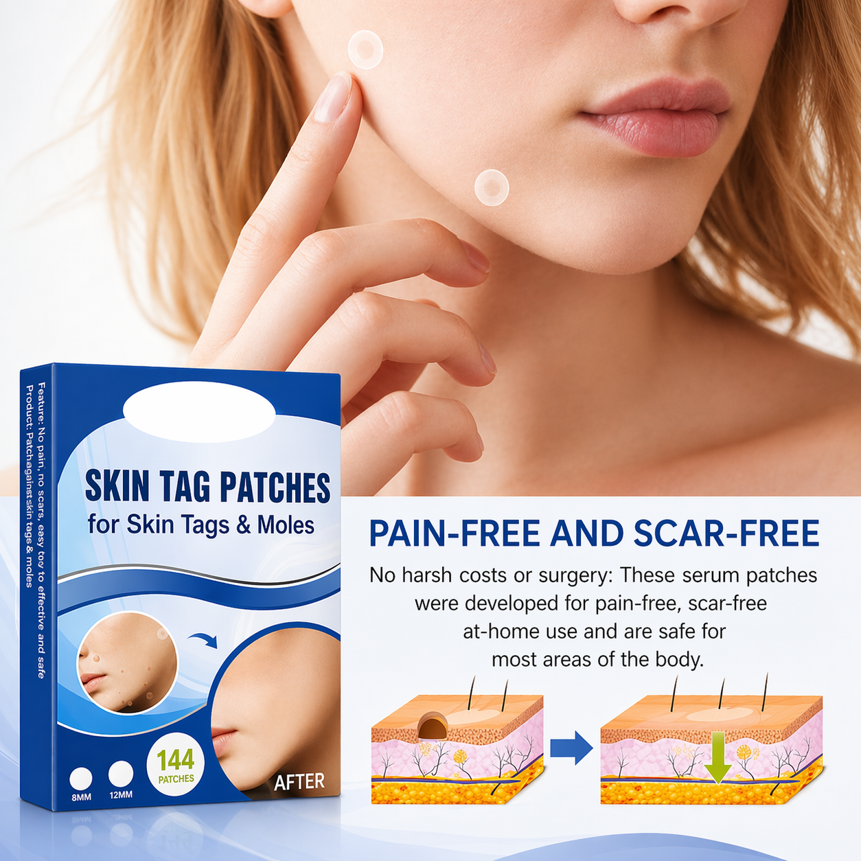 Skin Tag Removal Patches Ultra-Thin Transparent 144 Pack