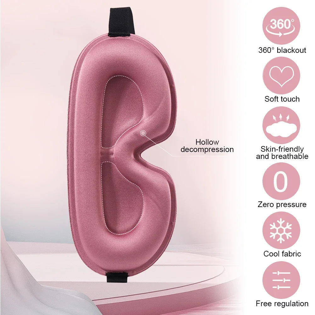 Sleep Mask 3D Contoured Light-Blocking Adjustable Strap