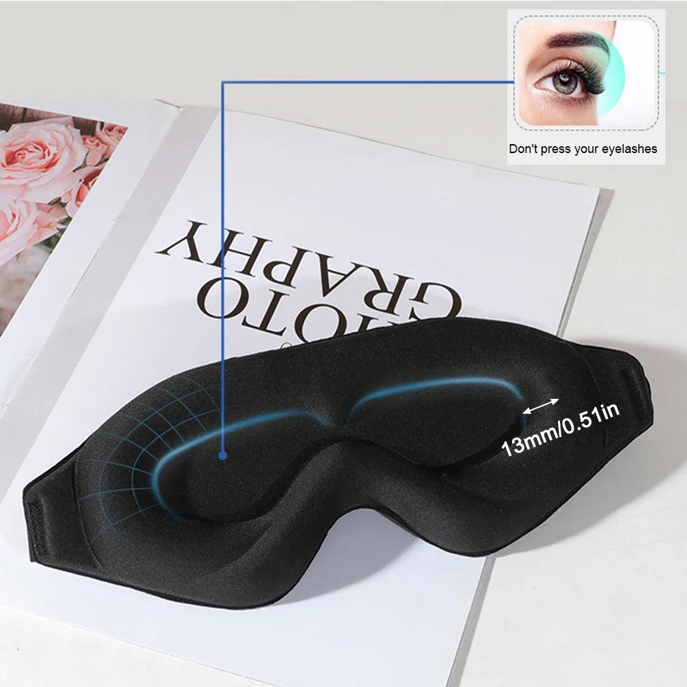 Sleep Mask 3D Contoured Light-Blocking Adjustable Strap