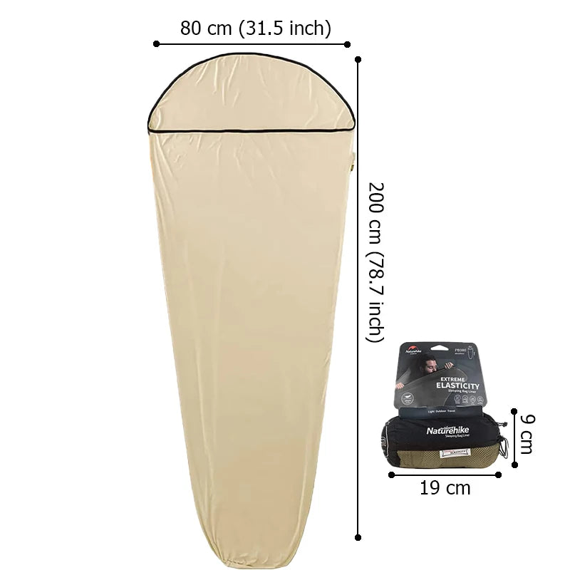 Sleeping Bag Liner Ultralight Mummy Shape Elastic Polyester