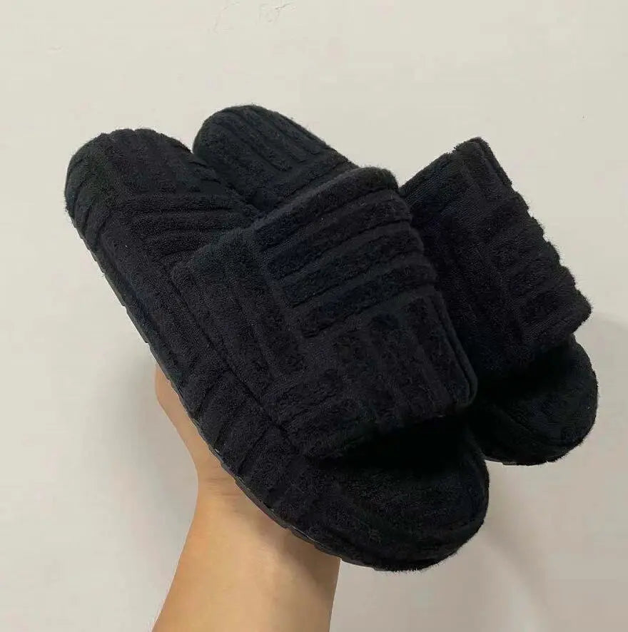 Slippers Terry Cloth Wide Strap & Padded Sole