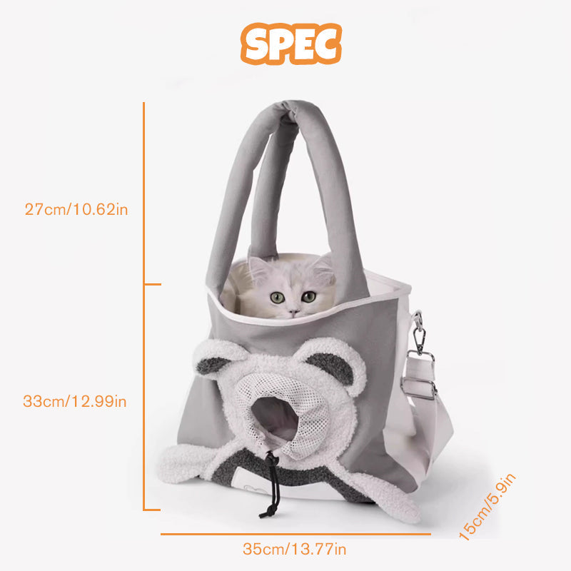 Small Pet Carrier Bear-Ears Canvas Padded Strap