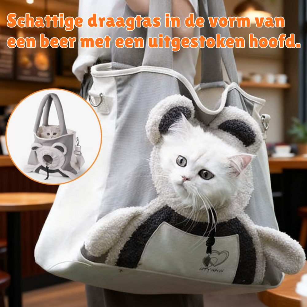 Small Pet Carrier Bear-Ears Canvas Padded Strap