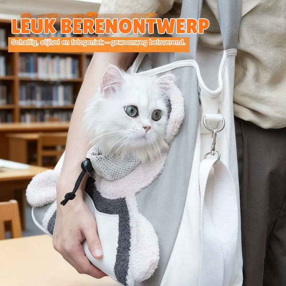 Small Pet Carrier Bear-Ears Canvas Padded Strap