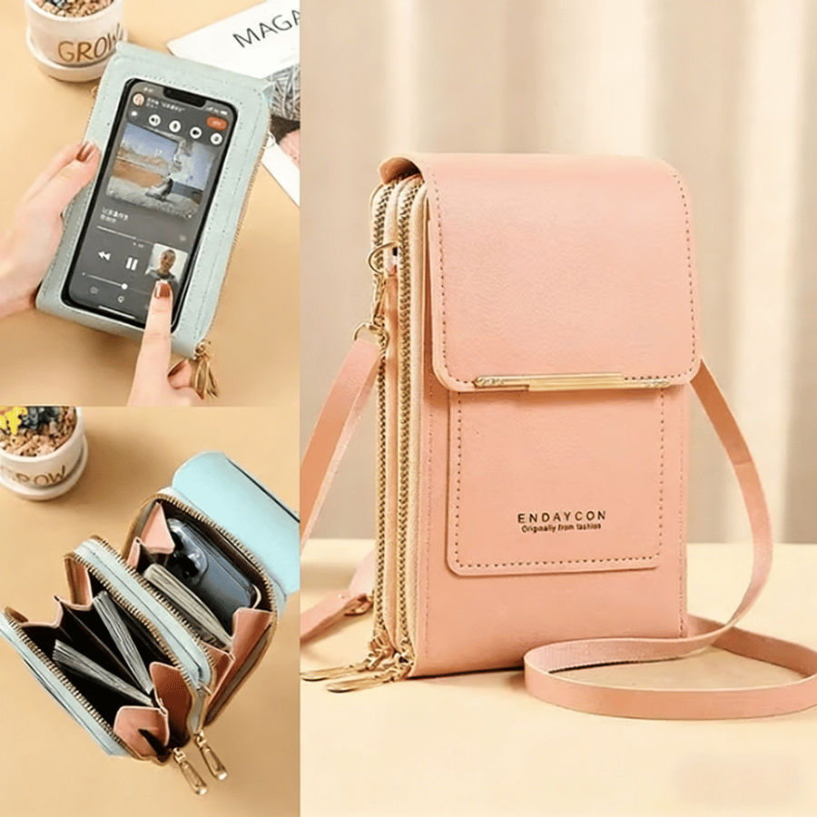 Smartphone Crossbody Bag Waterproof Touchscreen Window Anti-Theft & Card Pockets