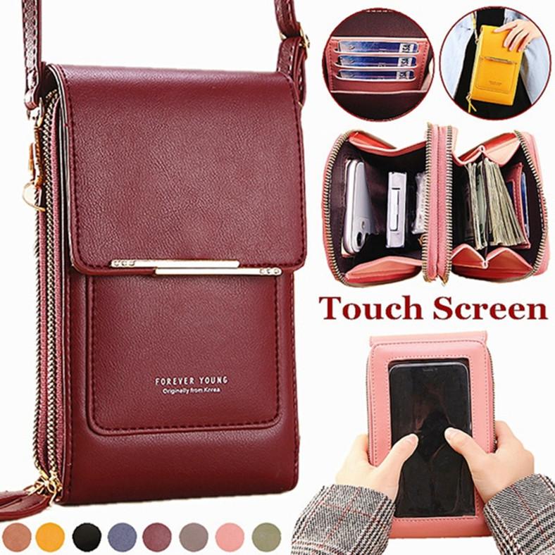 Smartphone Crossbody Bag Waterproof Touchscreen Window Anti-Theft & Card Pockets