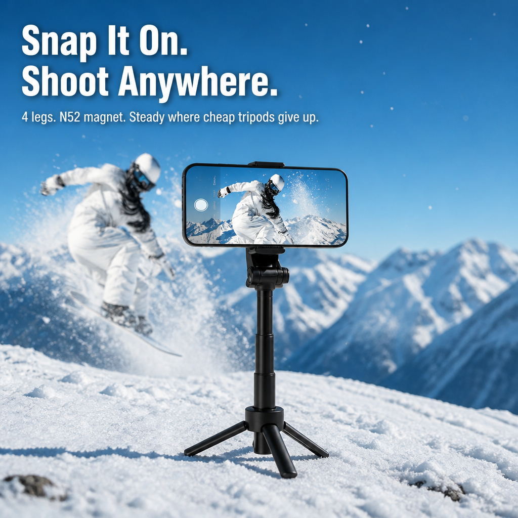 Smartphone Tripod Magnetic Mount Four-Leg Stability