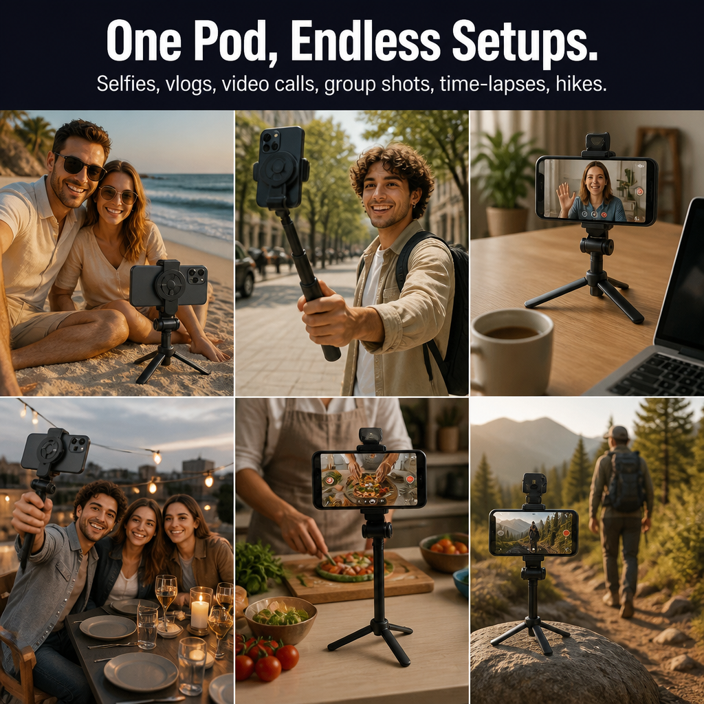 Smartphone Tripod Magnetic Mount Four-Leg Stability