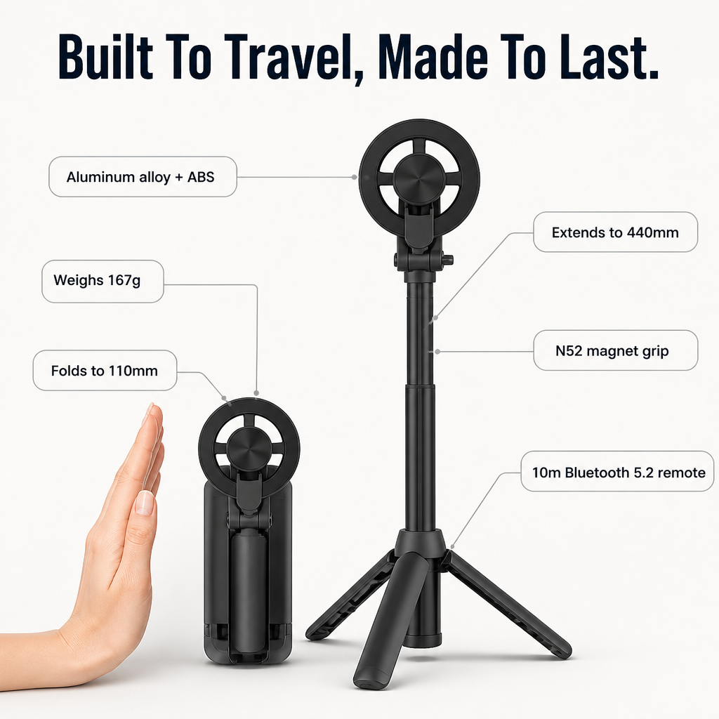 Smartphone Tripod Magnetic Mount Four-Leg Stability