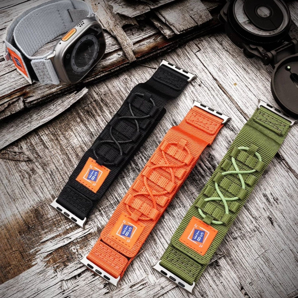 Smartwatch Strap Tactical Nylon Stainless Steel Connectors