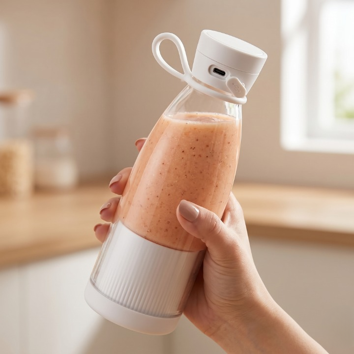 Smoothie Blender Bottle USB Rechargeable Six Stainless Steel Blades