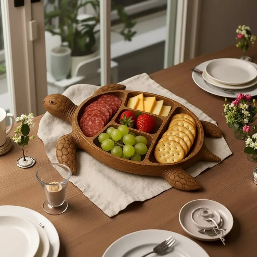 Snack & Cheese Board Animal-Shaped Solid Wood Compartmented