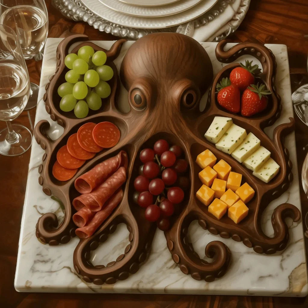 Snack & Cheese Board Animal-Shaped Solid Wood Compartmented