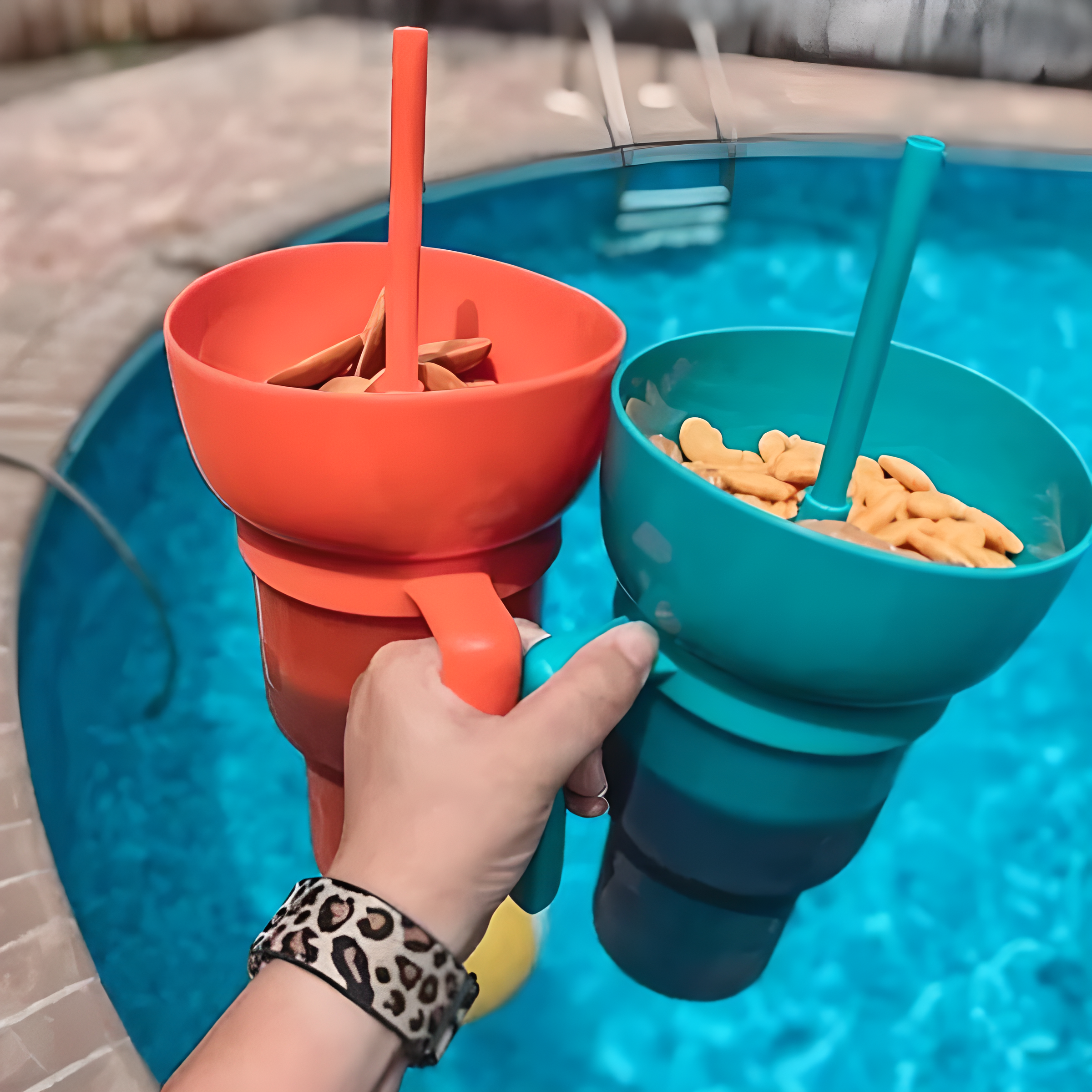 Snack & Drink Cup 1 L Capacity Removable Handle