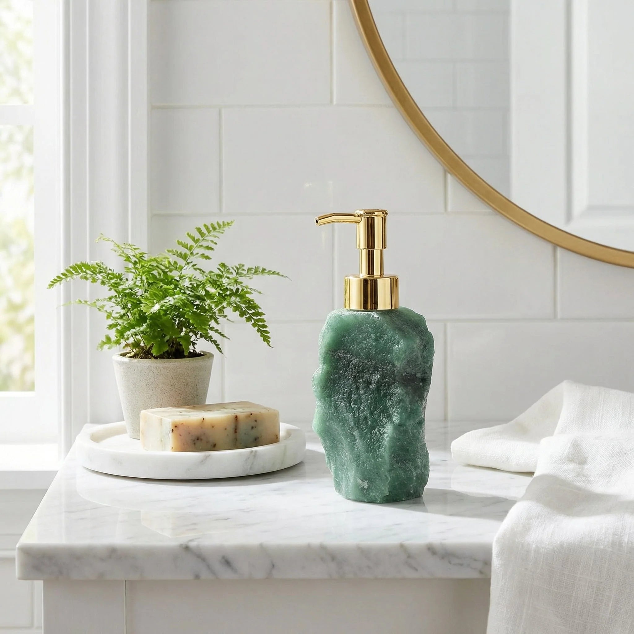 Soap Dispenser Natural Crystal Gold Pump