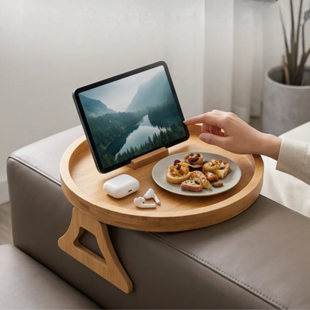 Sofa Armrest Tray Foldable Solid Wood Non-Slip