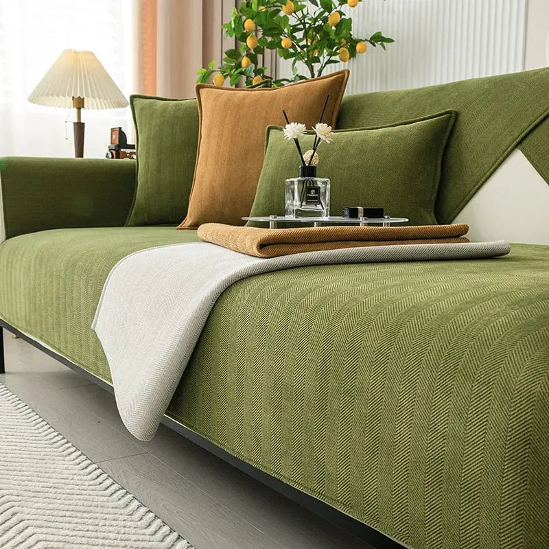 Sofa Cover Chenille Polyester Non-Slip Grip Machine Washable