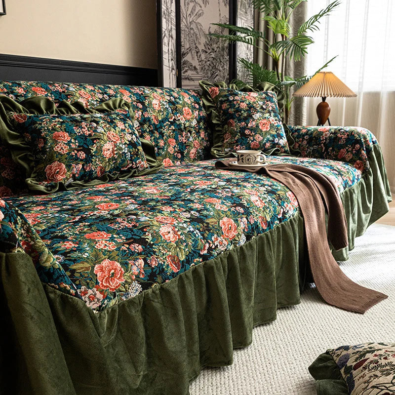 Sofa Cover Floral Pattern Breathable Machine Washable
