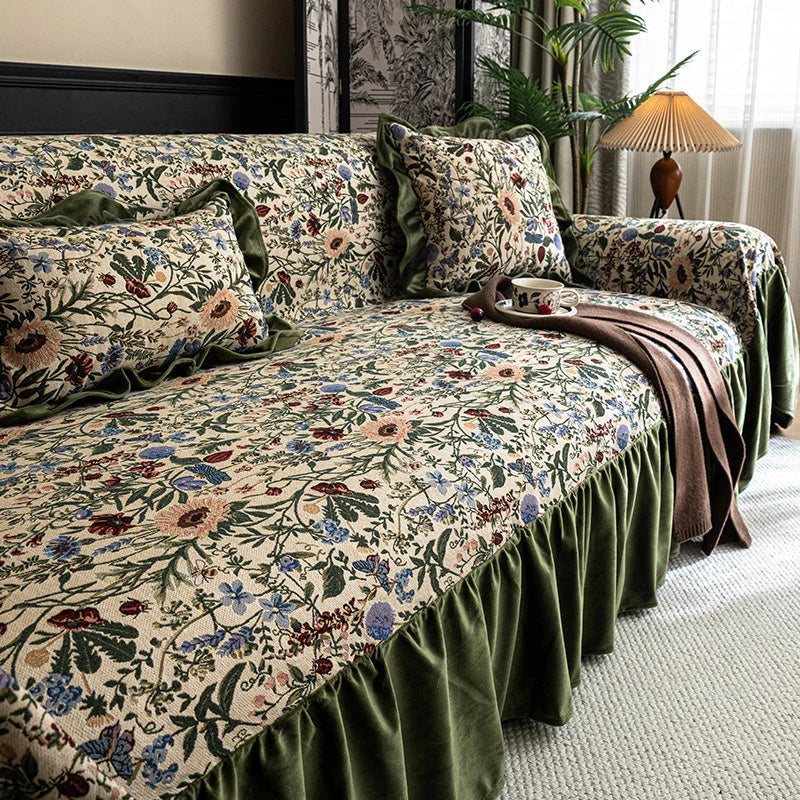 Sofa Cover Floral Pattern Breathable Machine Washable