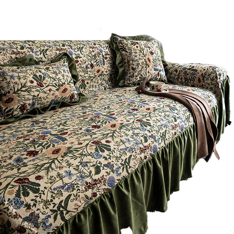 Sofa Cover Floral Pattern Breathable Machine Washable