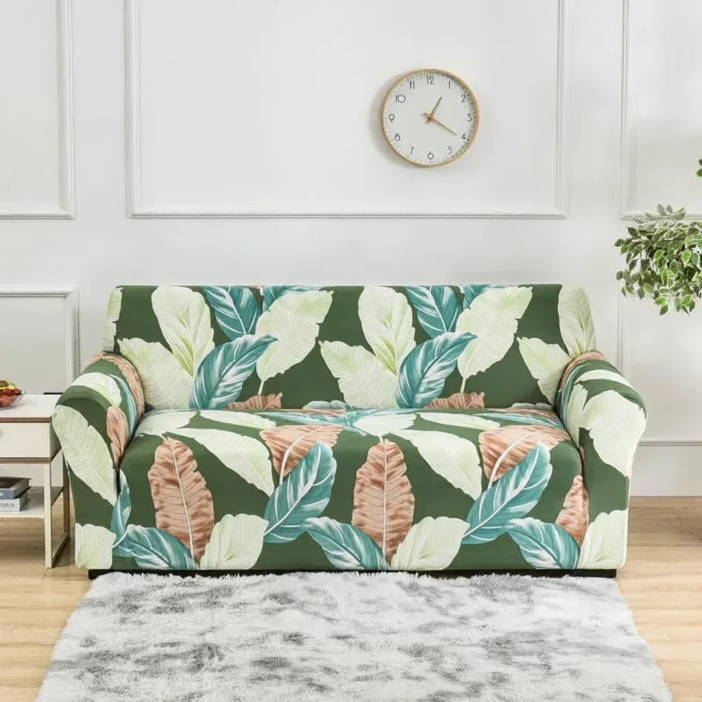 Sofa Cover Stretch Fit Floral Print Polyester & Elastane
