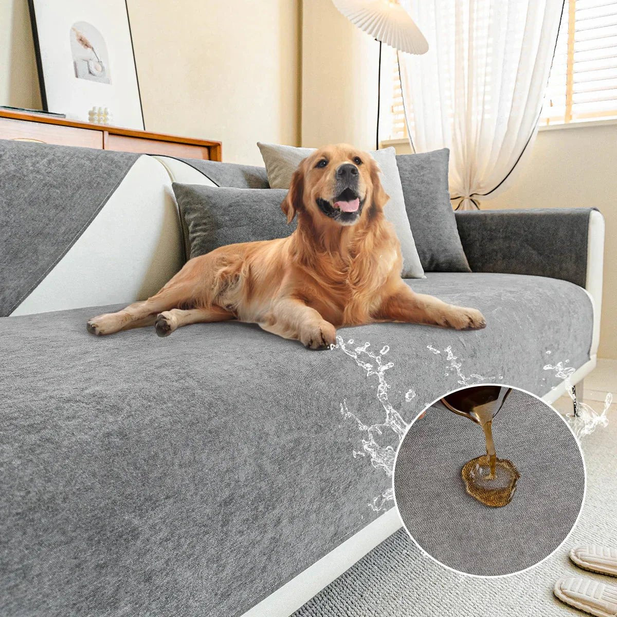 Sofa Protector Scratch-Resistant Machine Washable Recyclable Fabric