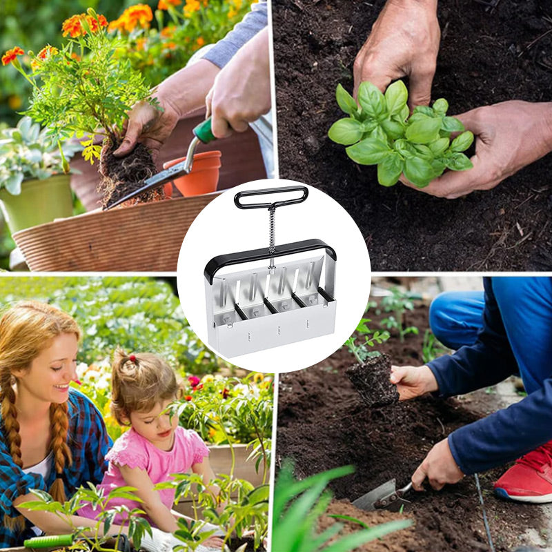 Soil Block Maker Stainless Steel Manual Press Adjustable Sizes