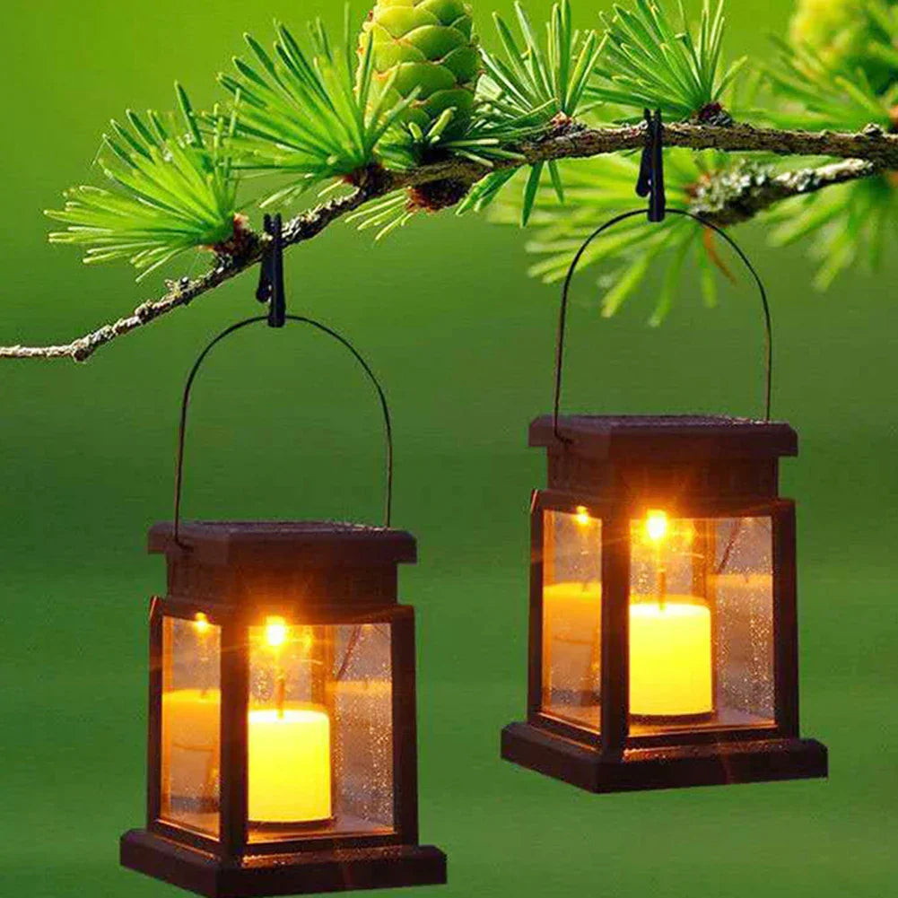 Solar Candle Lantern Warm White Flicker Solar-Powered Weatherproof
