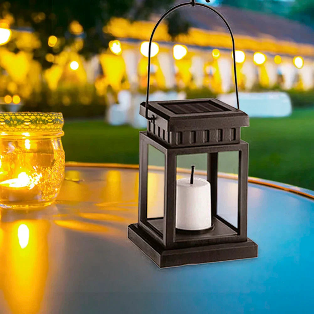 Solar Candle Lantern Warm White Flicker Solar-Powered Weatherproof