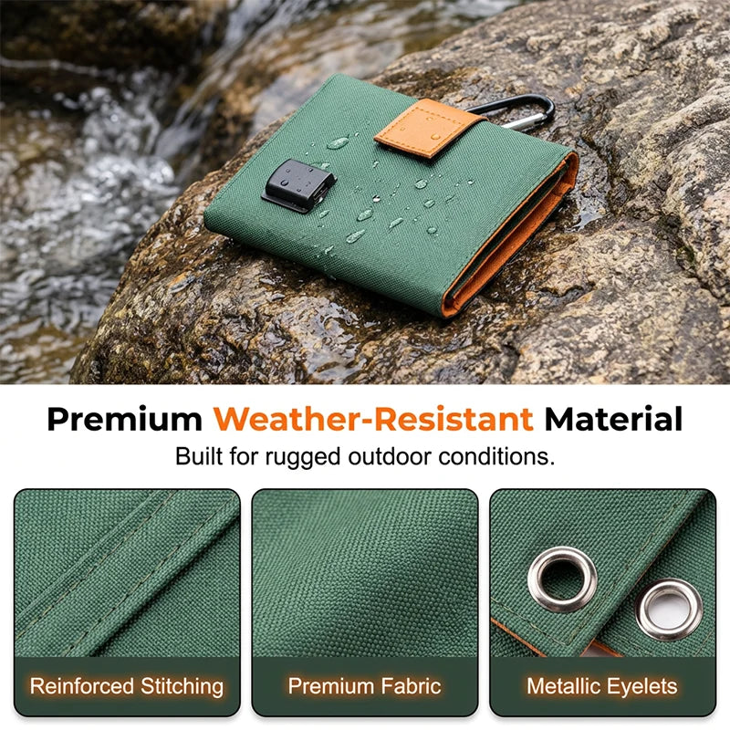 Solar Charger Foldable USB Ports Weatherproof Carabiner