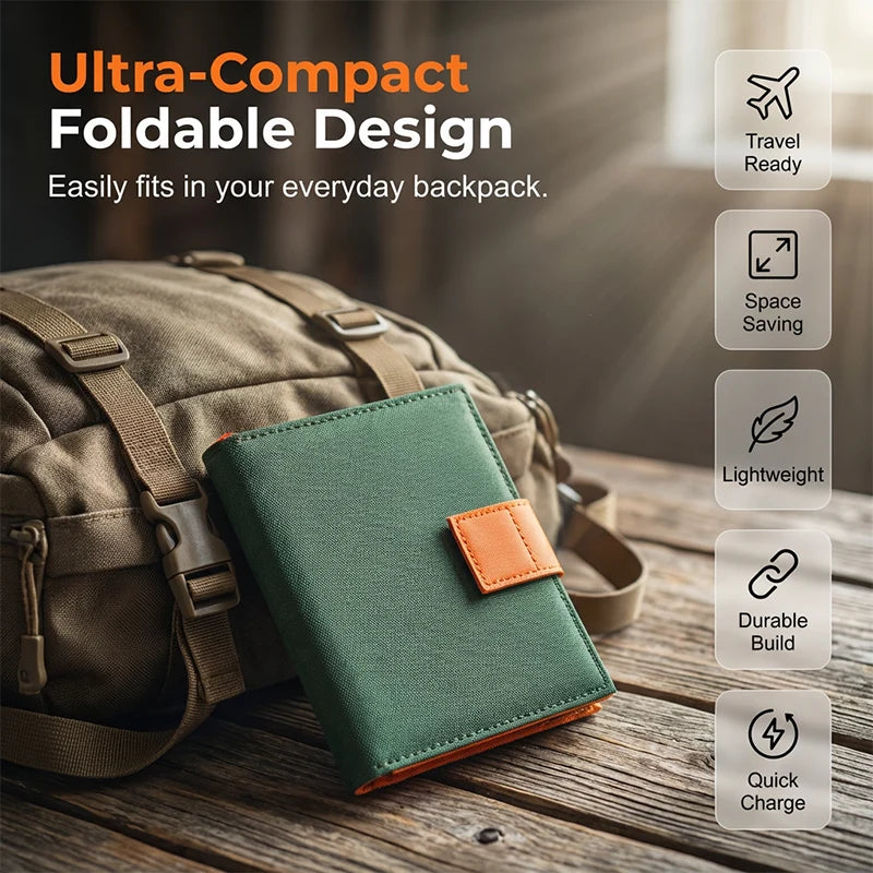 Solar Charger Foldable USB Ports Weatherproof Carabiner