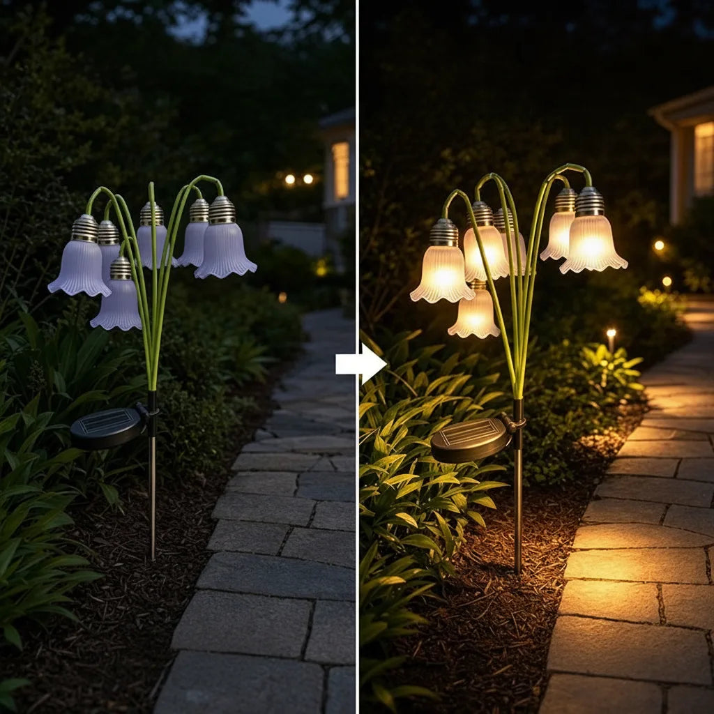 Solar Flower Lamp Automatic Dusk To Dawn Weatherproof