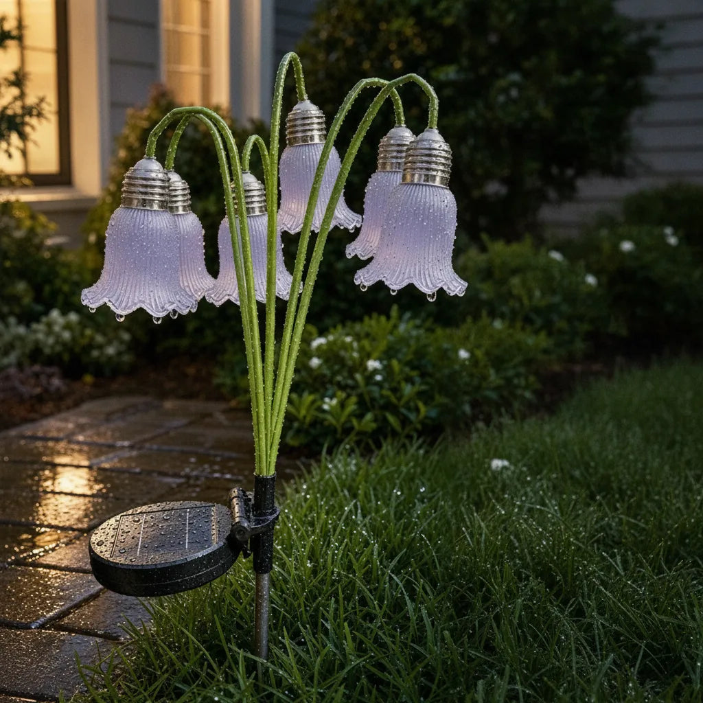 Solar Flower Lamp Automatic Dusk To Dawn Weatherproof