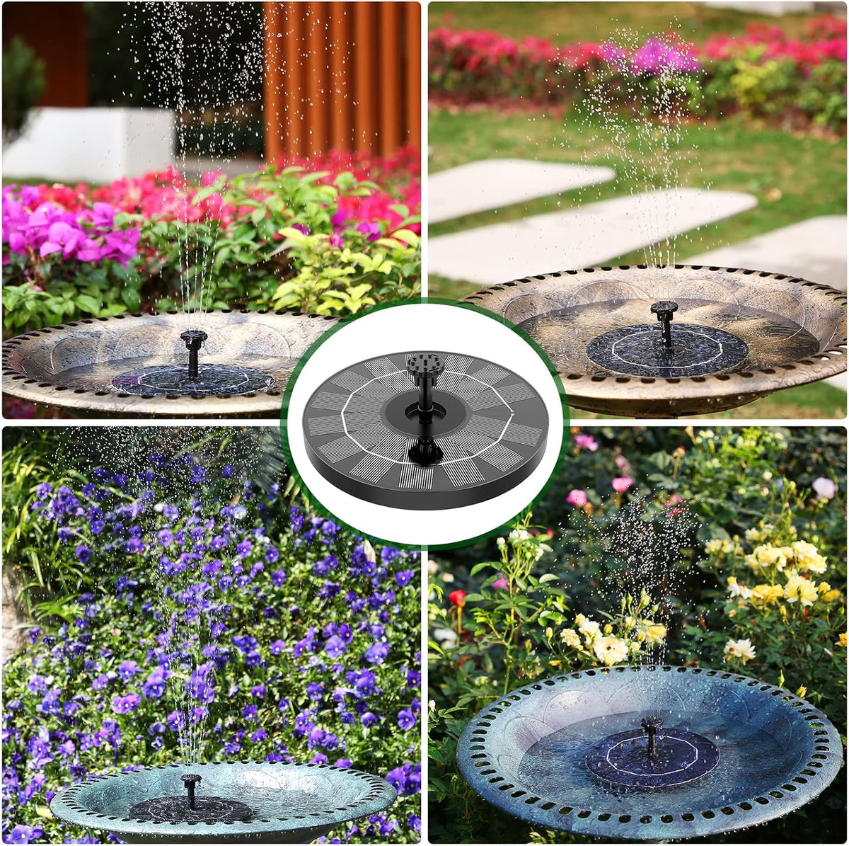 Solar Fountain Interchangeable Nozzles 17.7 Inch Spray