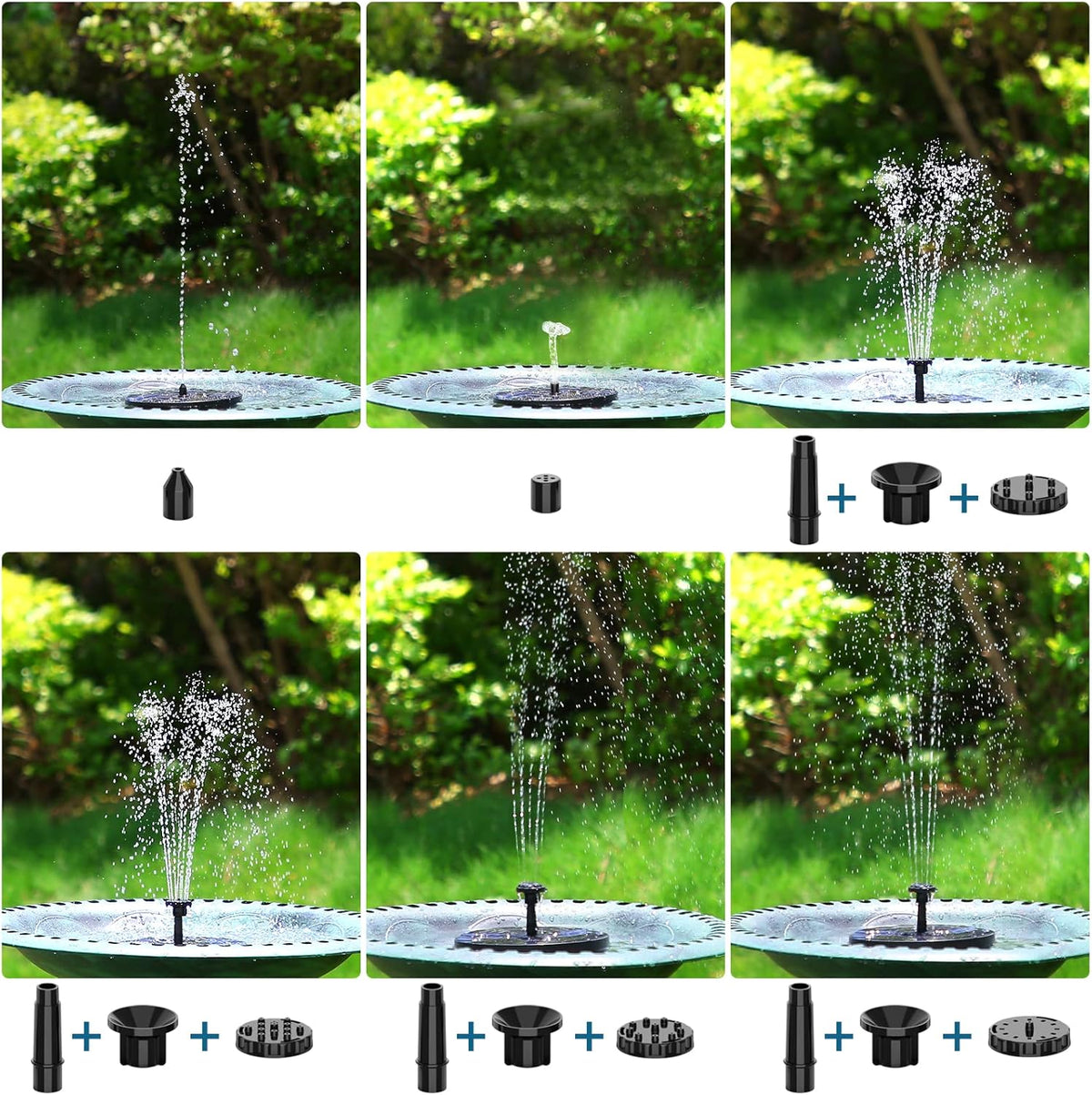 Solar Fountain Interchangeable Nozzles 17.7 Inch Spray