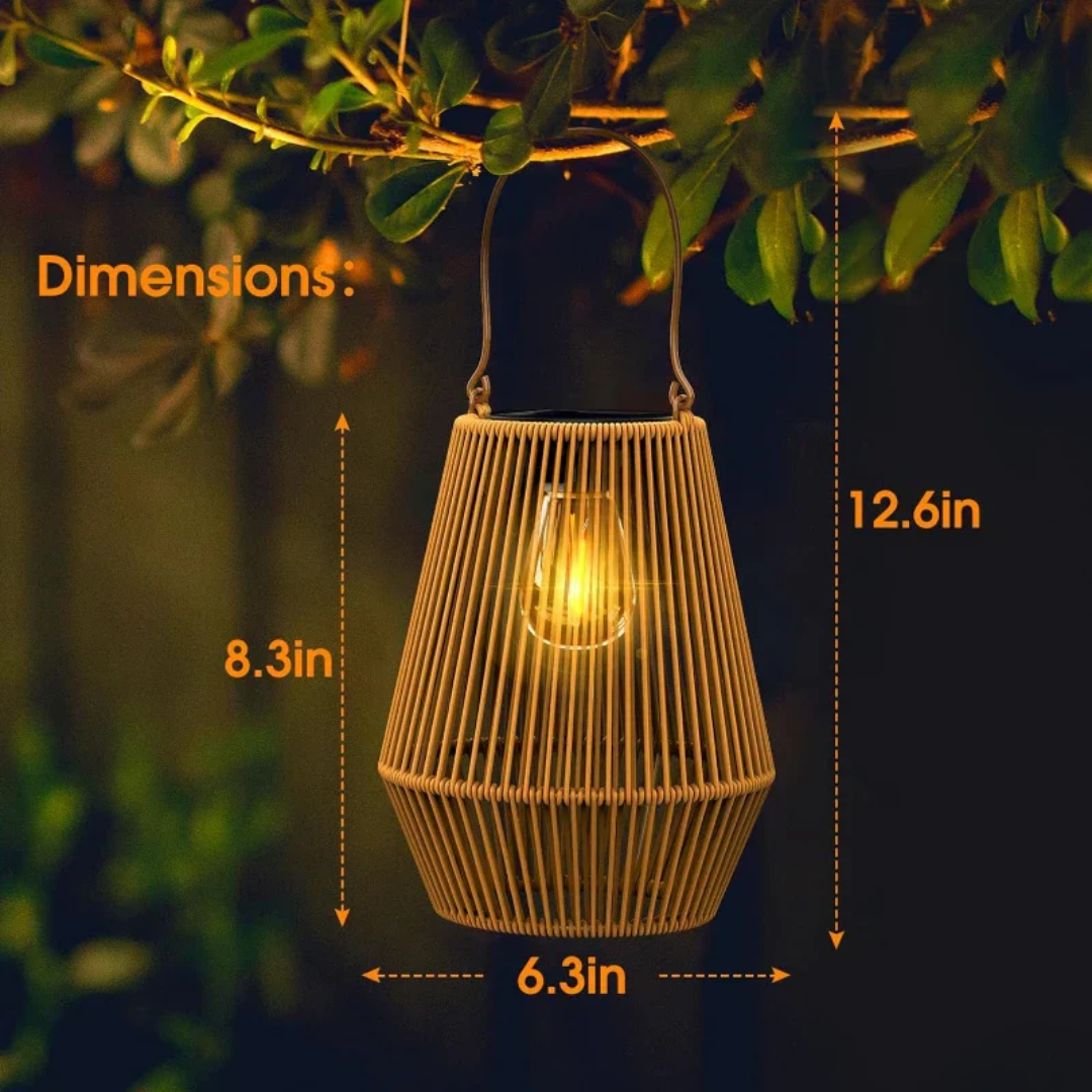 Solar Garden Lantern Handwoven Rattan Waterproof