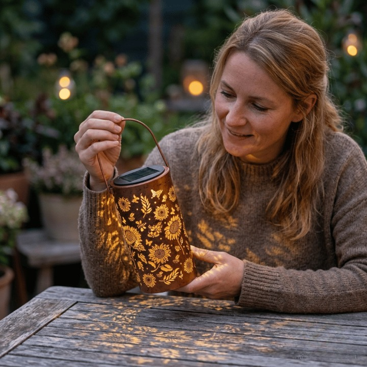 Solar Garden Lantern Sunflower & Butterfly Weatherproof