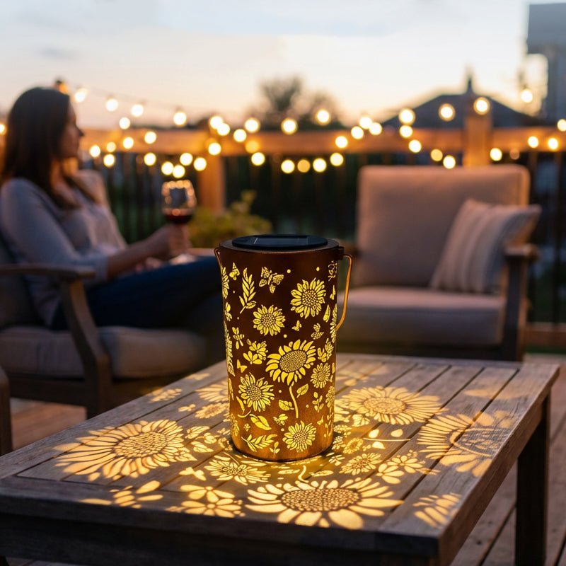 Solar Garden Lantern Sunflower & Butterfly Weatherproof