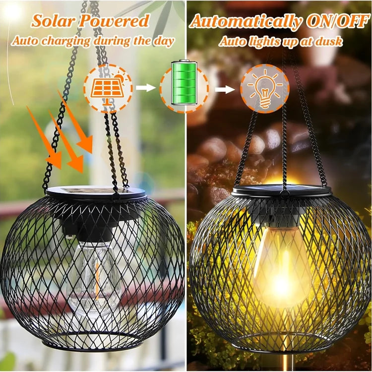 Solar Garden Lantern Warm Light 36-Hour Weatherproof Hanging