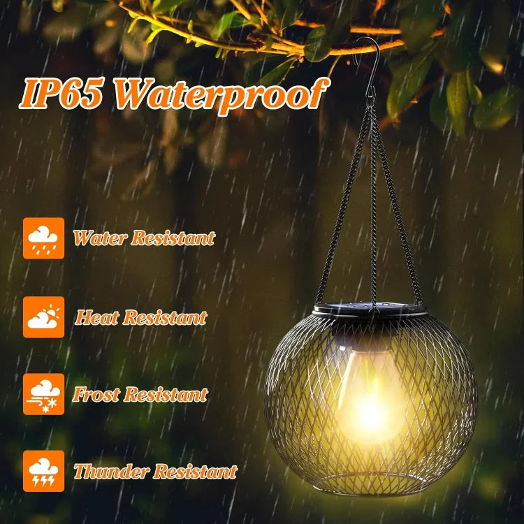 Solar Garden Lantern Warm Light 36-Hour Weatherproof Hanging