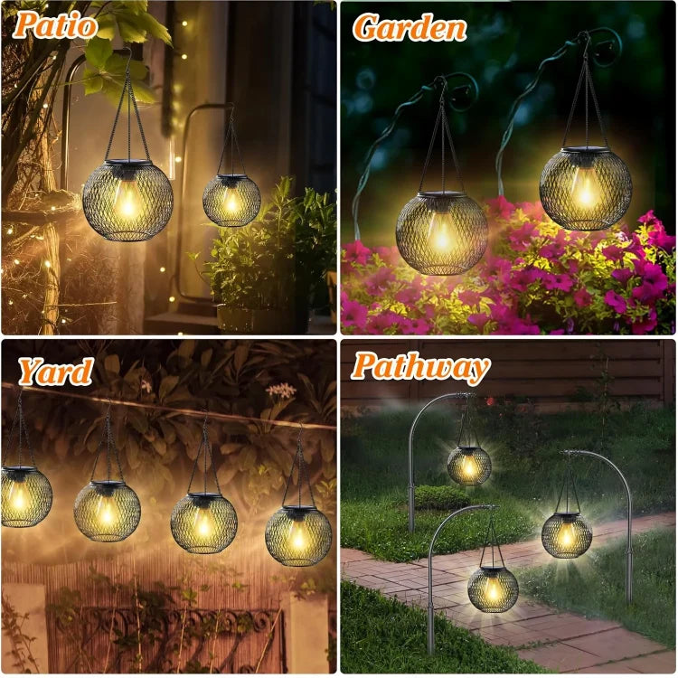 Solar Garden Lantern Warm Light 36-Hour Weatherproof Hanging