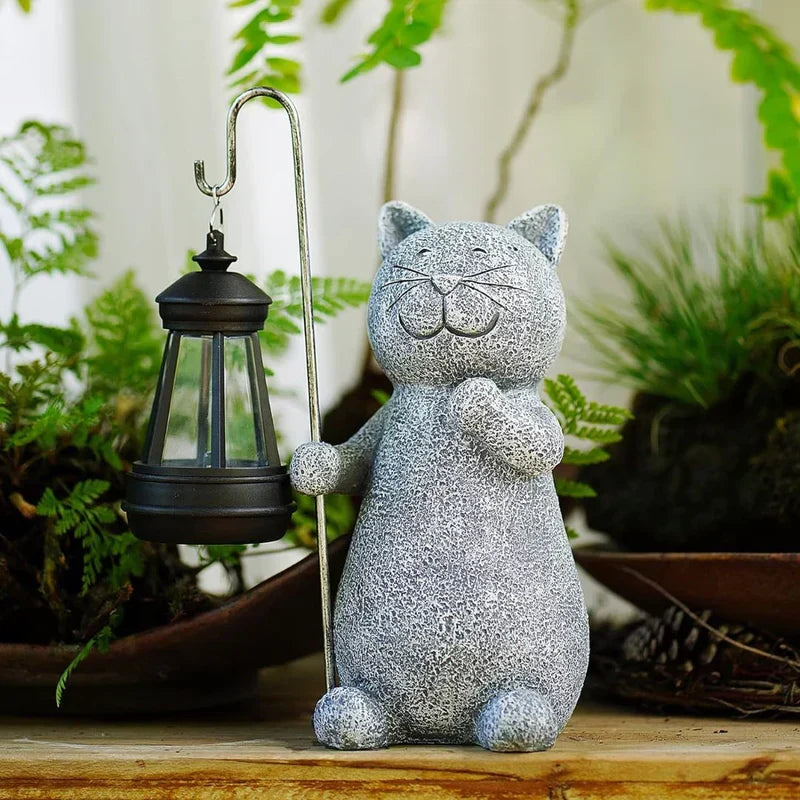 Solar Garden Light Cat Figurine Warm White LED